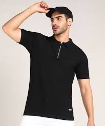Men Self Design Polo Neck Polyester Brown T-Shirt
