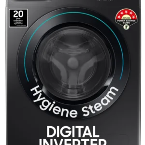 SAMSUNG 12 kg 5 Star, AI Ecobubble, Super Speed, Wi-Fi, Hygiene Steam, Digital Inverter Motor Fully Automatic Front Load Washing Machine with In-built Heater Black, Grey (WW12DG5B24AXTL)